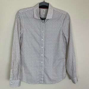 ED by Ellen DeGeneres Women's Cotton Micro Dot Button Up Shirt Blouse Top Size S